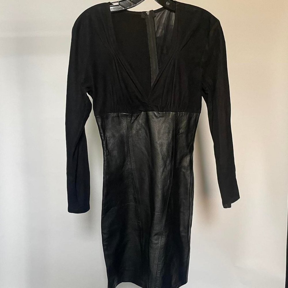 Vintage suede & leather 80s mini dress